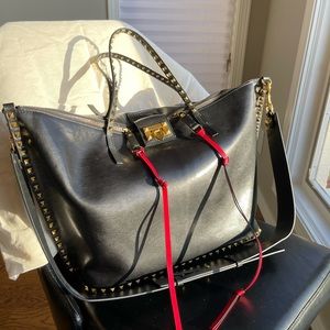 Genuine Valentino large Rock Stud black tote